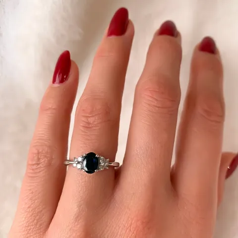 safir diamantring i 14  karat vitguld 0,18 ct 0,81 ct