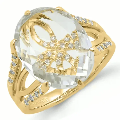 kvarts diamantring i 14  karat guld 0,16 ct 6,00 ct