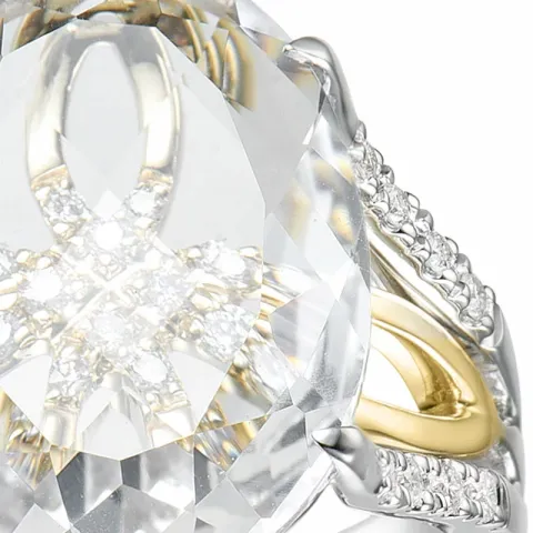 kvarts diamantring i 14  karat guld- och vitguld 0,16 ct 6,00 ct