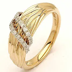 designer diamantring i 14 karat guld- och vitguld 0,13 ct