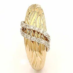 designer diamantring i 14 karat guld- och vitguld 0,13 ct