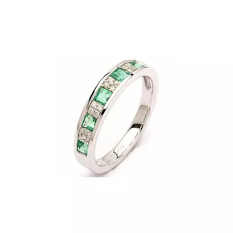 beställningsvare - smaragd ring i 14  karat vitguld 0,07 ct 0,42 ct