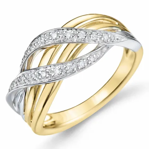 briljantring i 14  karat guld med rhodium 0,092 ct