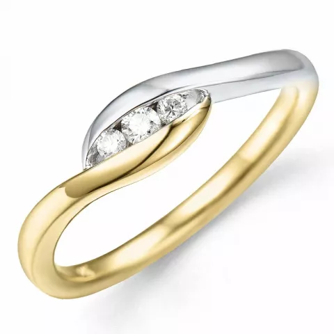 fingerring abstrakt briljant ring i 14  karat guld- och vitguld 0,11 ct