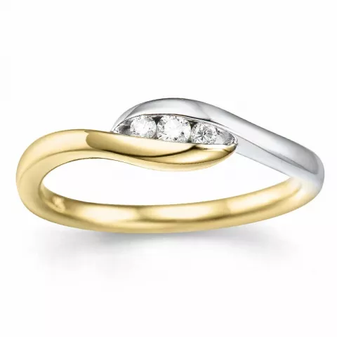 fingerring abstrakt briljant ring i 14  karat guld- och vitguld 0,11 ct