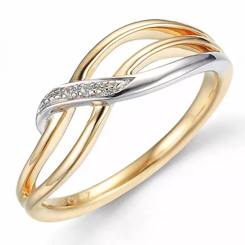 Diamant ring i 14  karat guld- och vitguld 0,01 ct