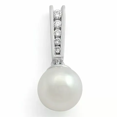 pärla hängen i 14 carat vitguld 0,05 ct