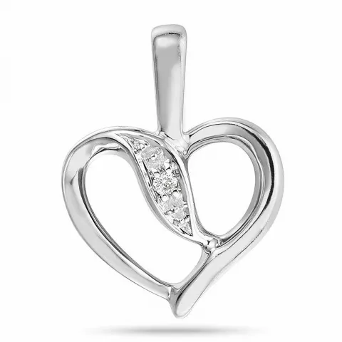 hjärta diamantberlocker i 14  carat vitguld 0,008 ct