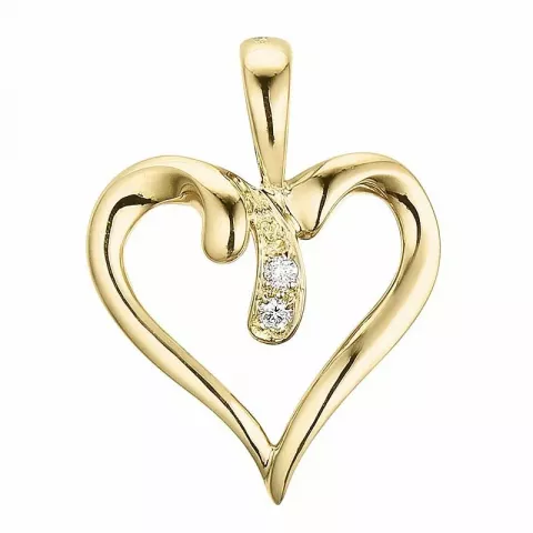 hjärta diamantberlocker i 14  carat guld 0,017 ct