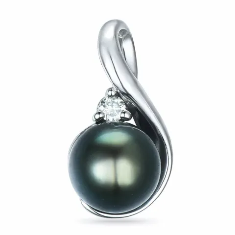 pärla hängen i 14 carat vitguld 0,04 ct