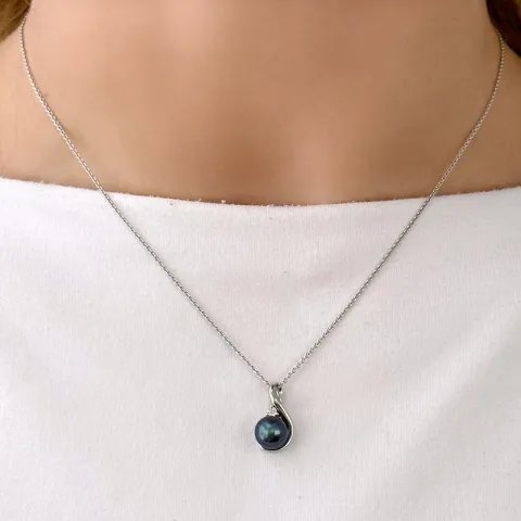 pärla hängen i 14 carat vitguld 0,04 ct
