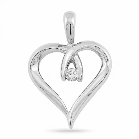 hjärta diamant hängen i 14  carat vitguld 0,04 ct