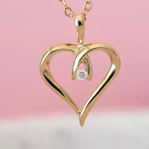 hjärta diamant hängen i 14  carat guld 0,04 ct