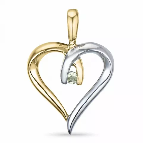 hjärta peridot hängen i 14  carat guld- och vitguld
