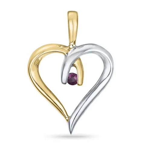 hjärta rubin hängen i 14 carat guld- och vitguld 0,05 ct
