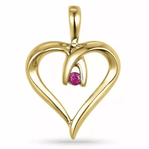 hjärta rubin hängen i 14  carat guld 0,04 ct