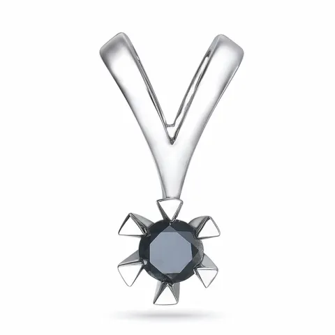 Svart diamant dam hängen i 14 carat vitguld 0,25 ct