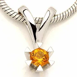 citrin hängen i 14  carat vitguld 0,25 ct