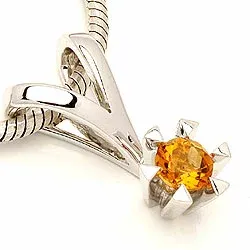 citrin hängen i 14  carat vitguld 0,25 ct