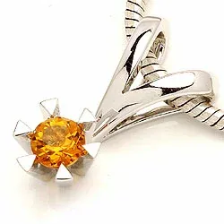 citrin hängen i 14  carat vitguld 0,25 ct