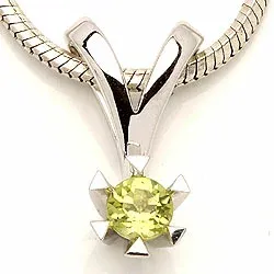 peridot hängen i 14 carat vitguld 0,30 ct