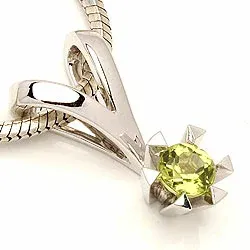 peridot hängen i 14 carat vitguld 0,30 ct