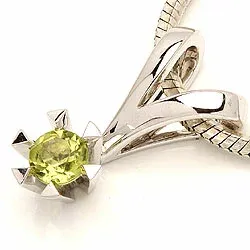 peridot hängen i 14  carat vitguld 0,30 ct