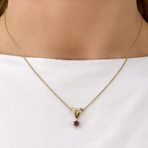 lila ametist hängen i 14 carat guld 0,25 ct