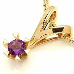 lila ametist hängen i 14 carat guld 0,25 ct