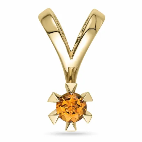 orange citrin solitärberlock i 14 carat guld 0,25 ct