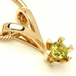 peridot hängen i 14  carat guld 0,30 ct