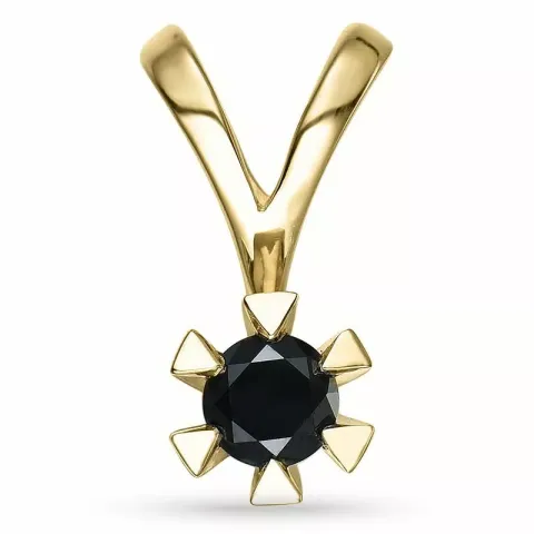 sort diamant hängen i 14 carat guld 0,40 ct