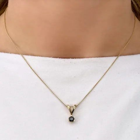 sort diamant hängen i 14 carat guld 0,40 ct
