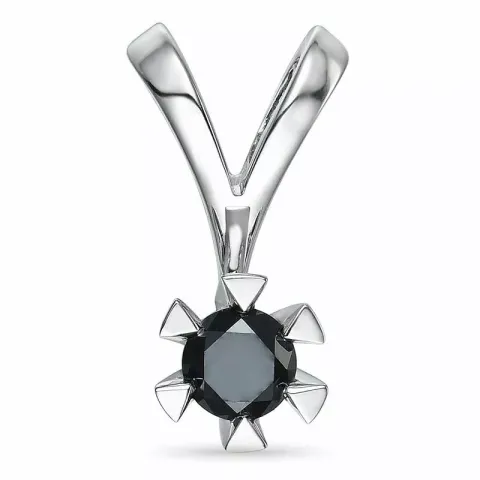 sort diamant hängen i 14 carat vitguld 0,40 ct