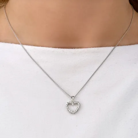 hjärta diamant hängen i 14 carat vitguld 0,21 ct