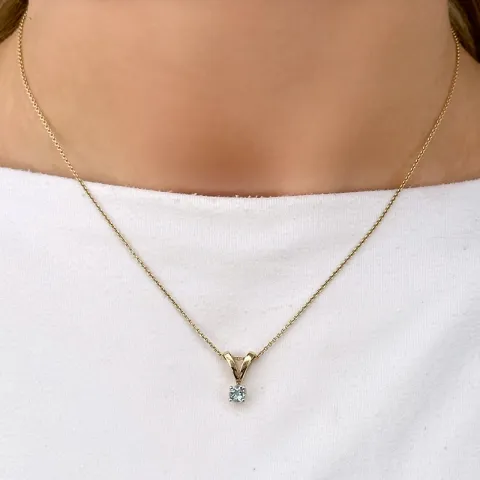 akvamarin solitärberlock i 14  carat guld 0,24 ct
