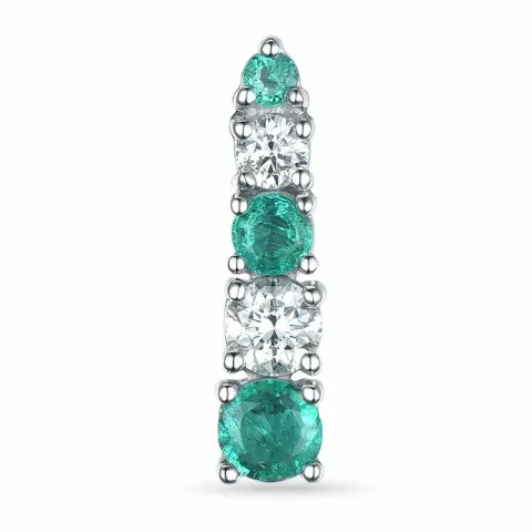 långt smaragd diamantberlocker i 14 carat vitguld 0,20 ct 0,31 ct