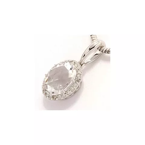 ovalt kvarts diamantberlocker i 14  carat vitguld 0,12 ct