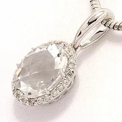 ovalt kvarts diamantberlocker i 14 carat vitguld 0,12 ct 2,0 ct