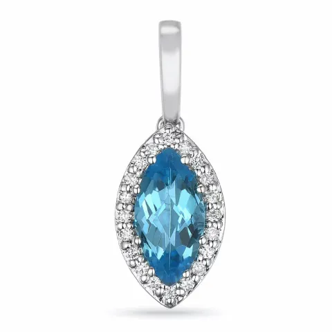 ovalt topas diamantberlocker i 14 carat vitguld 0,10 ct 1,60 ct