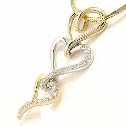 hjärta hängen i 14  carat guld- och vitguld 0,26 ct