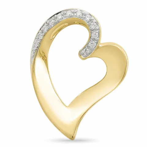 hjärta diamantberlocker i 14 carat guld- och vitguld 0,07 ct