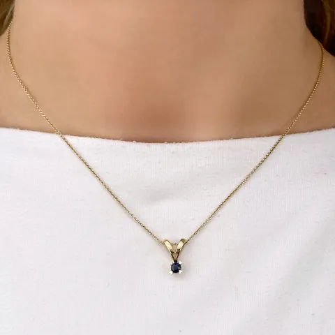 safir hängen i 14  carat guld 0,30 ct