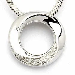 Runt diamantberlocker i 14  carat vitguld 0,06 ct