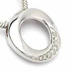 Runt diamantberlocker i 14  carat vitguld 0,06 ct