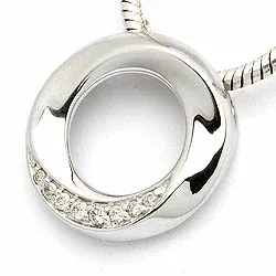Runt diamantberlocker i 14  carat vitguld 0,06 ct