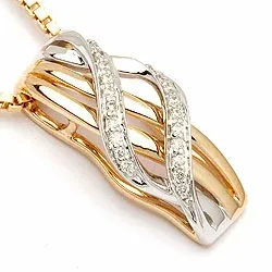 briljant hängen i 14 carat guld- och vitguld 0,09 ct