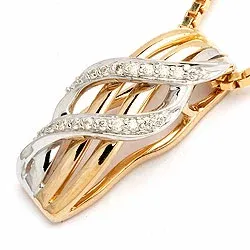 briljant hängen i 14 carat guld- och vitguld 0,09 ct
