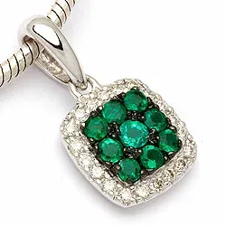 smaragd hängen i 14 carat vitguld 0,10 ct 0,29 ct