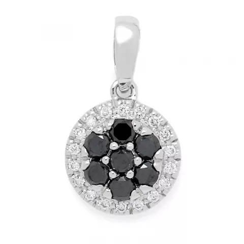 Smycke svart diamant hängen i 14  carat vitguld 0,09 ct 0,32 ct